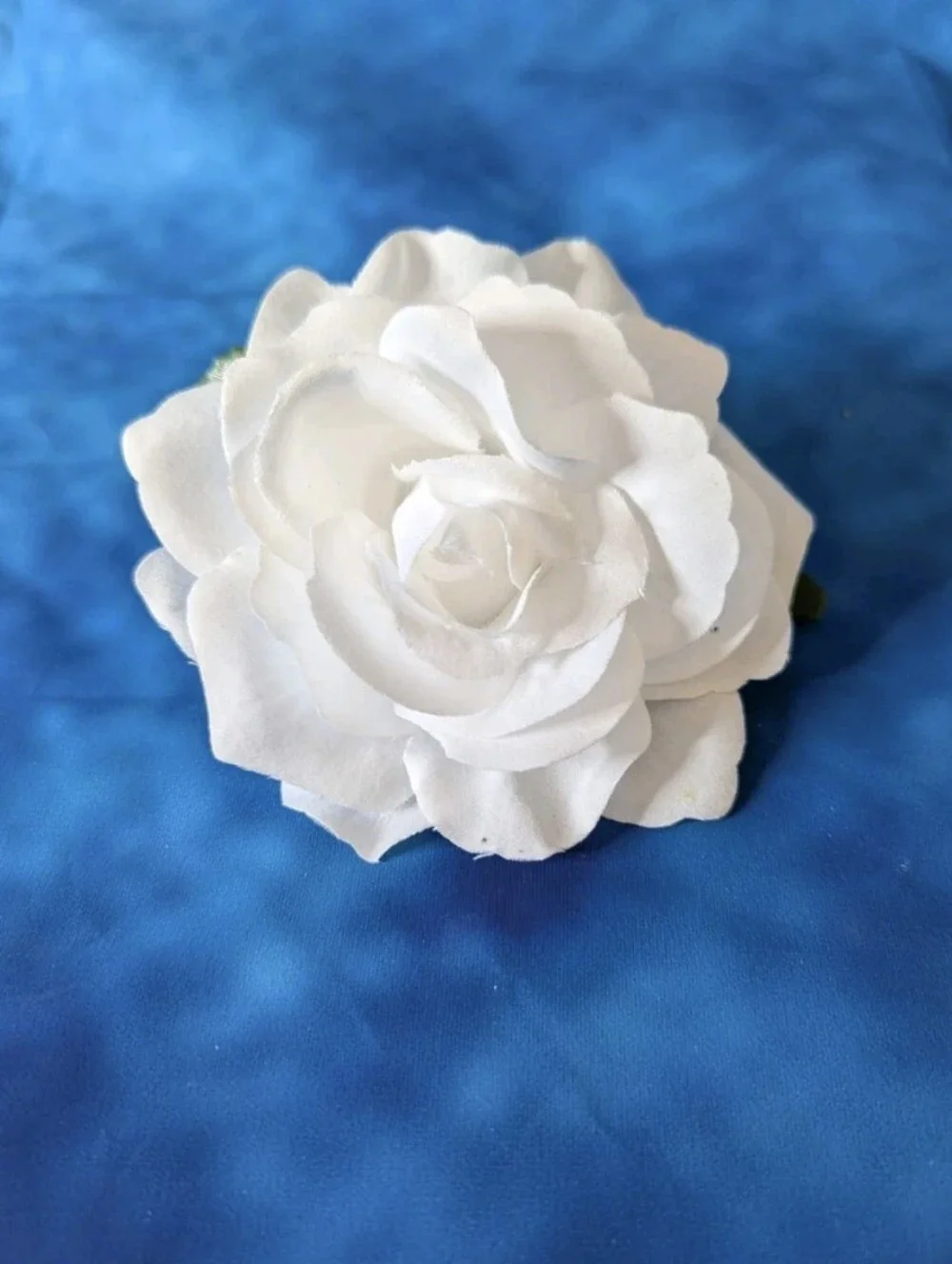 Rose Floral Hair Accessory White With Greenery Alligator Clip With Pin
